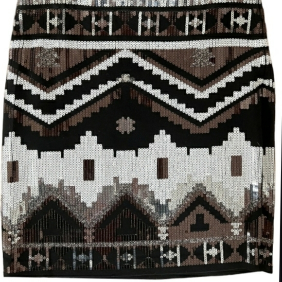 EXPRESS Size M- Black White Silver Bronze Sequins- Mini Skirt- New Without Tags. - Picture 6 of 8
